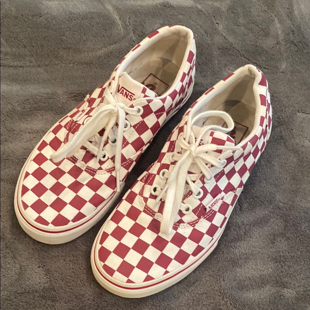 Vans Red and White Checkered Shoes